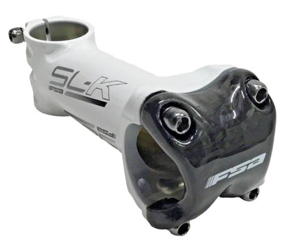 White alloy bike stem 110mm 31.8mm clamp 6 degree with carbon faceplate