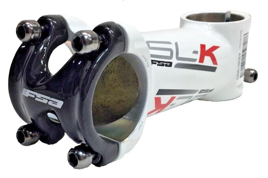FSA SL-K stem 100mm with 31.8mm clamp ±6° for 1-1/8 inch steerer alloy with carbon faceplate in white