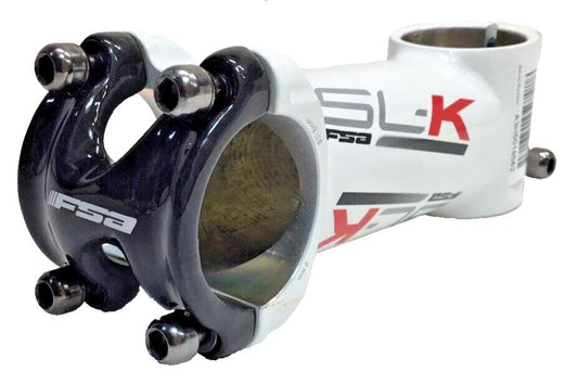 FSA SL-K stem 100mm with 31.8mm clamp ±6° for 1-1/8 inch steerer alloy with carbon faceplate in white
