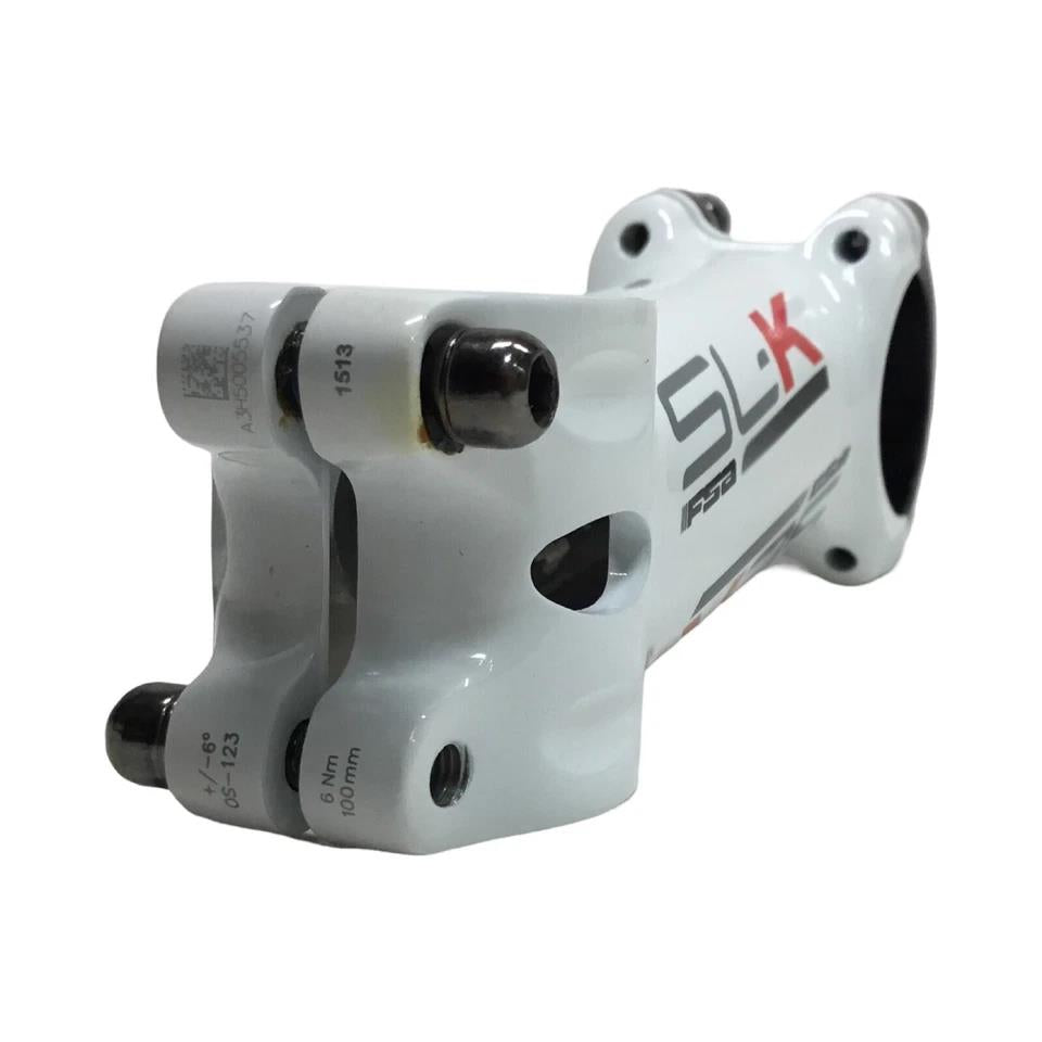 FSA SL-K stem 100mm with 31.8mm clamp ±6° for 1-1/8 inch steerer alloy with carbon faceplate in white