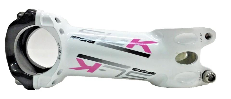 FSA SL-K stem 100mm with 31.8mm clamp ±6° for 1-1/8 inch steerer alloy with carbon faceplate in white and pink