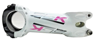 FSA SL-K stem 100mm with 31.8mm clamp ±6° for 1-1/8 inch steerer alloy with carbon faceplate in white and pink