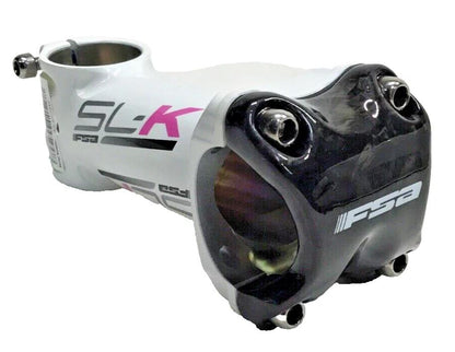 FSA SL-K stem 100mm with 31.8mm clamp ±6° for 1-1/8 inch steerer alloy with carbon faceplate in white and pink