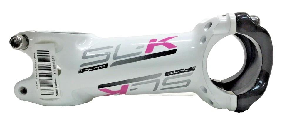 FSA SL-K stem 100mm with 31.8mm clamp ±6° for 1-1/8 inch steerer alloy with carbon faceplate in white and pink