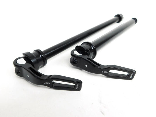 KK fat bike thru axle set with front 15x184 for 150mm and rear 12x227 for 197mm spacing in black