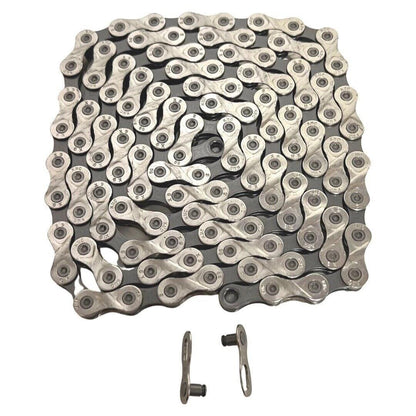 KMC X9 9-speed bike chain 116 links in grey with missing link compatible with Shimano and SRAM