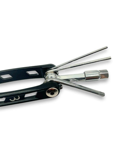 Multi tool kit with BBB PrimeFold small 9-function, medium 14-function, and large 16-function tools