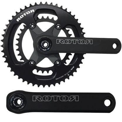 Rotor NS24 road crankset with 50/34T chainrings, 175mm arms, 24mm spindle, 110x4 BCD for 10/11-speed drivetrains