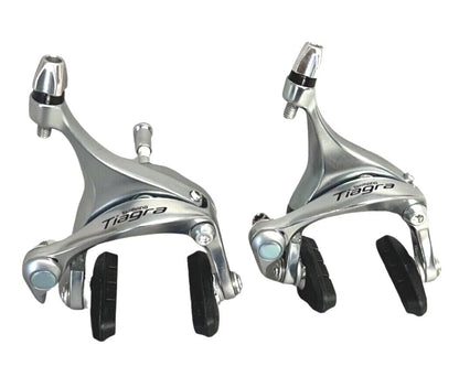 Shimano Tiagra BR-4600 road bike brake caliper set, front and rear, silver dual-pivot rim brakes for reliable stopping power