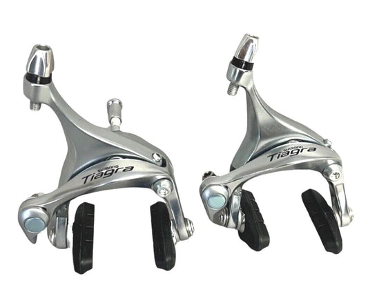 Shimano Tiagra BR-4600 road bike brake caliper set, front and rear, silver dual-pivot rim brakes for reliable stopping power