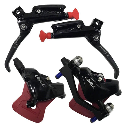 SRAM Level Ultimate disc brake set with front post mount and rear flat mount 2-piston calipers in black