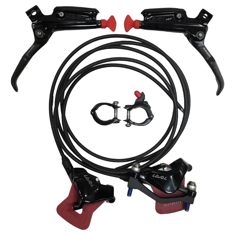 SRAM Level Ultimate disc brake set with front post mount and rear flat mount 2-piston calipers in black