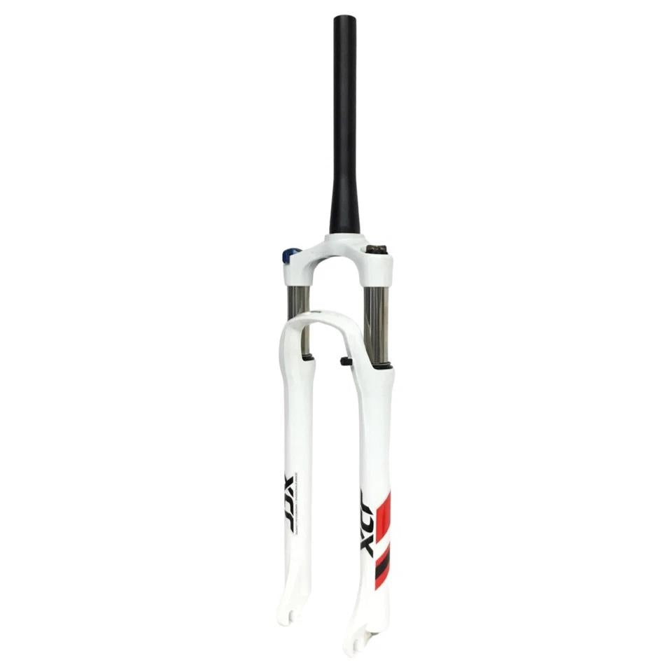 Suntour XCR 29 inch fork 80mm travel tapered QR 9x100 white MTB suspension lockout