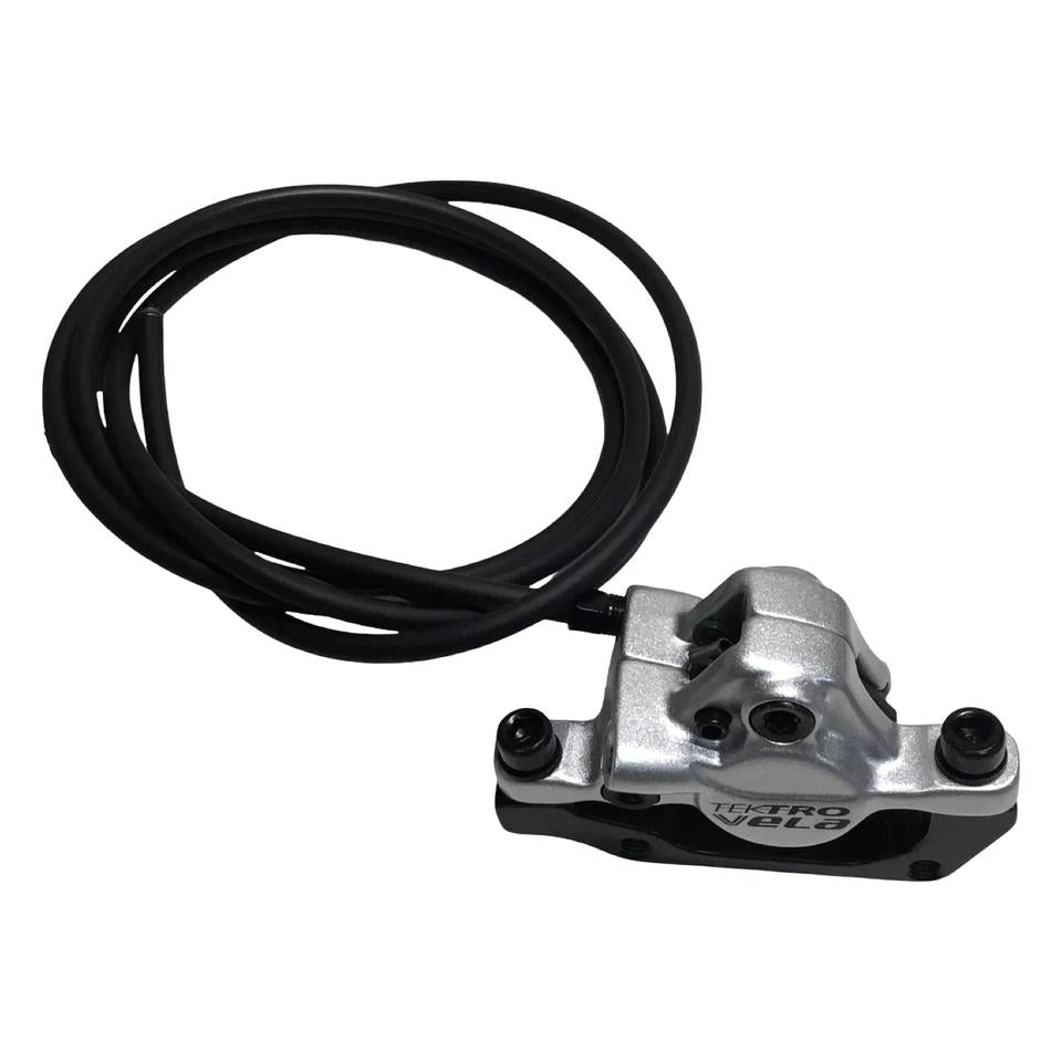 Tektro Vela hydraulic disc brake rear set with 160mm rotor and 1600mm hose, silver, for MTB or hybrid bikes