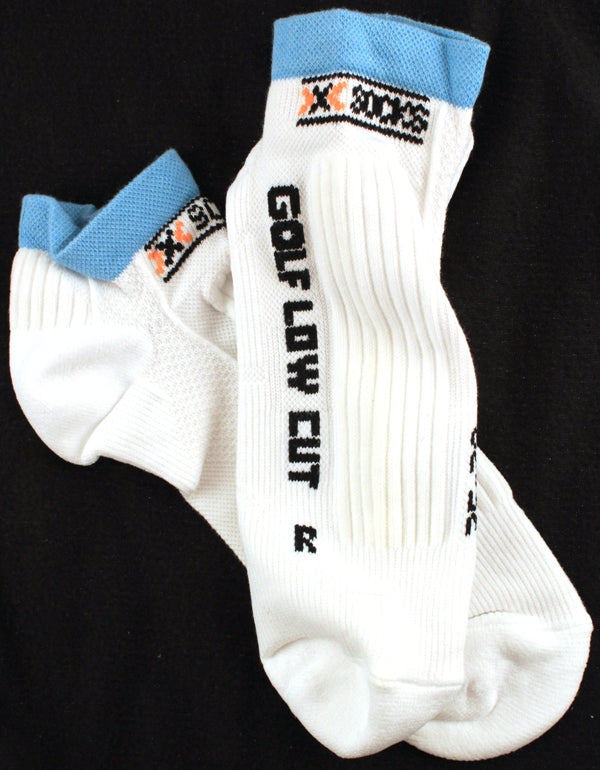 X-SOCKS GOLF LOW CUT MSRP $32 Men's Sock US 3.5 - 6 EU 35 - 38 Pair White NEW