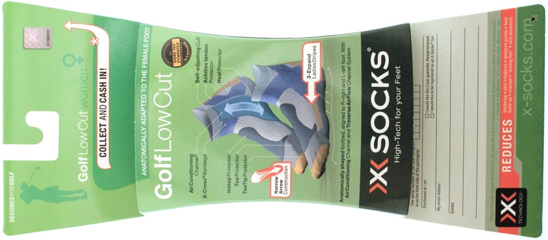 X-SOCKS GOLF Low Cut Women's MSRP $32 US 4.5 - 5.5 EU 35 - 36 Pr White Blue NEW