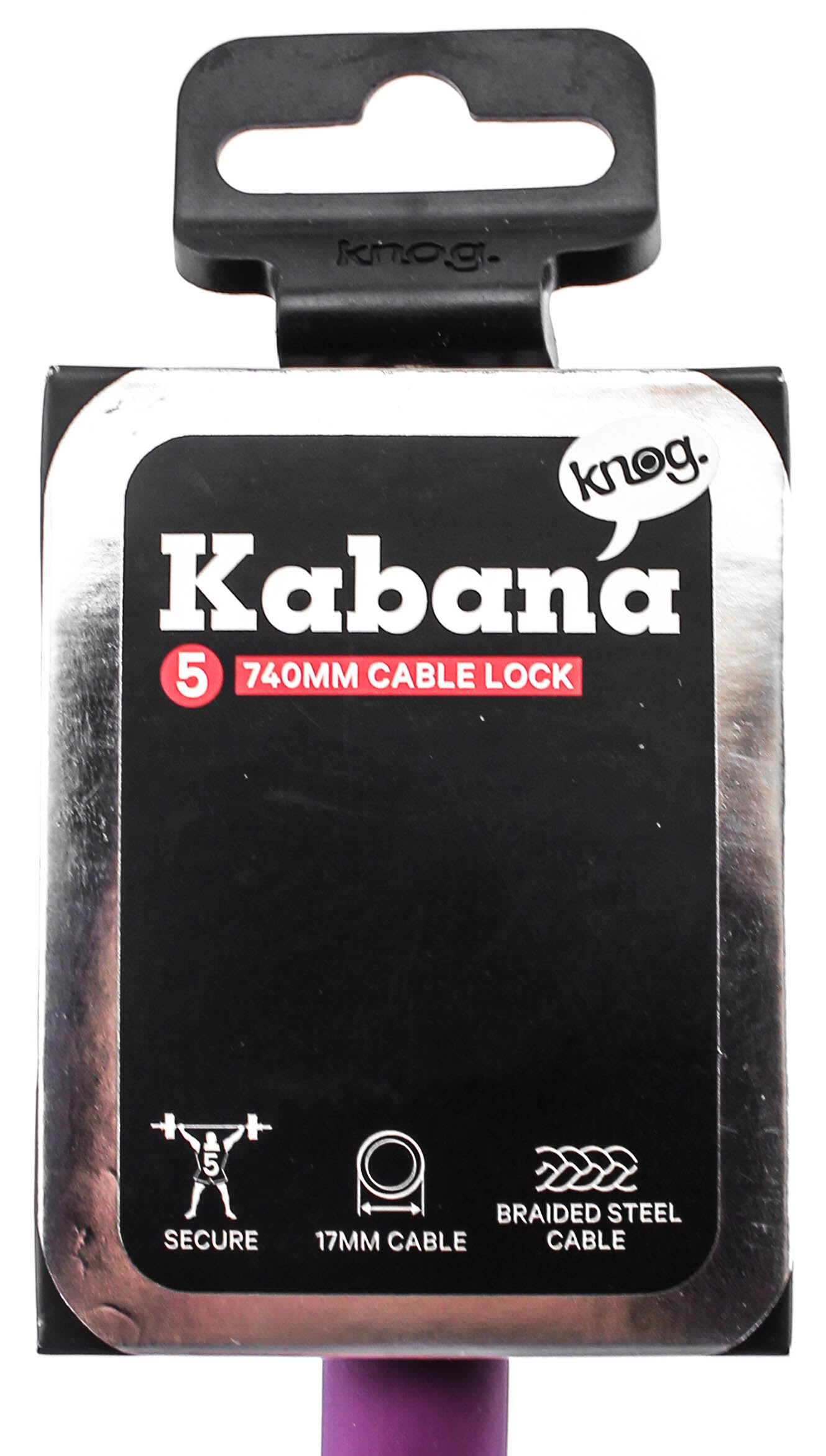 Knog Kabana Cable Bike Lock 740mm Grape Purple Silicone Steel Cable New