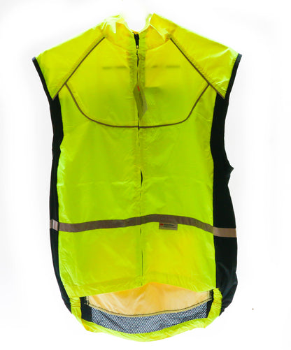 WOWOW Med Sleeveless Sport Jacket  Cycling Wind Vest 3M High-Viz Reflective NEW