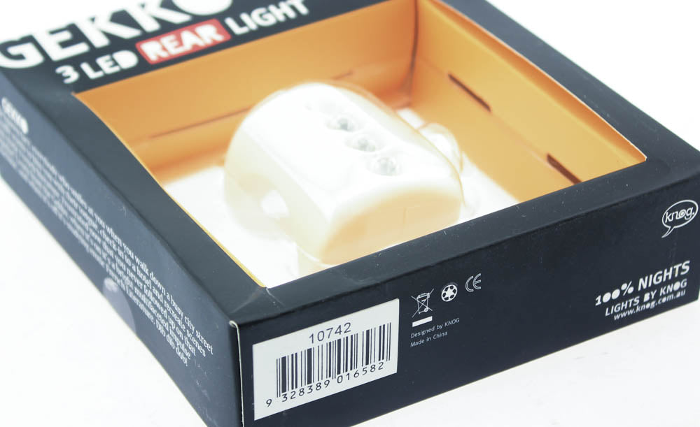 KNOG GEKKO White W/ 3 RED LED Bike Tail Light Rear 5 Flash Mode 2.4 Lumen NEW