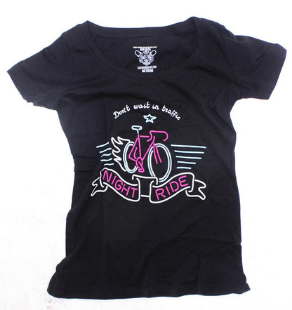 CLOCKWORK GEARS Don't Wait M Womens T-Shirt Short Sleeve Black Cotton V-Neck NEW - Random Bike Parts