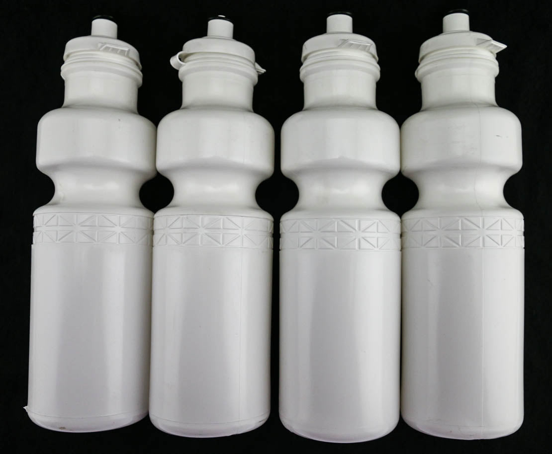 4 QTY California Springs DuoFlow 24oz Ounce Bicycle Water Bottles White NEW