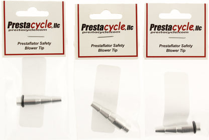 Lot of 3 PrestaCycle Prestaflator Safety Blower Tip 6061- T6 Alloy Silver NEW
