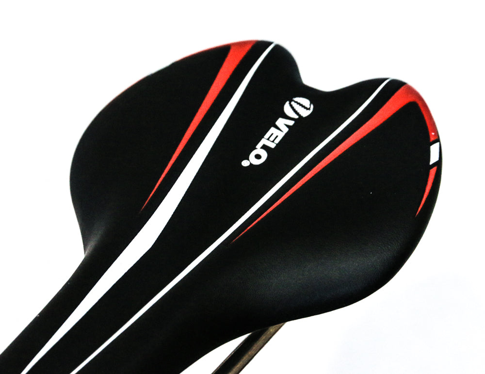 Velo 1557 Light Titanium Rail Road MTB Bike Saddle Seat 241g Black/Red NEW