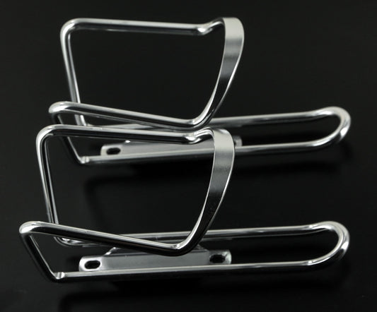 Lot of 2 Silver Aluminum Bicycle Bike Water Bottle Cages Universal NEW