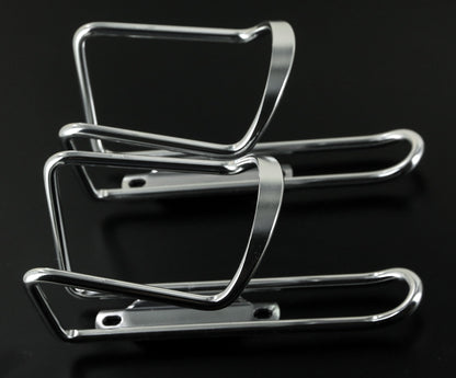 Lot of 2 Silver Aluminum Bicycle Bike Water Bottle Cages Universal NEW