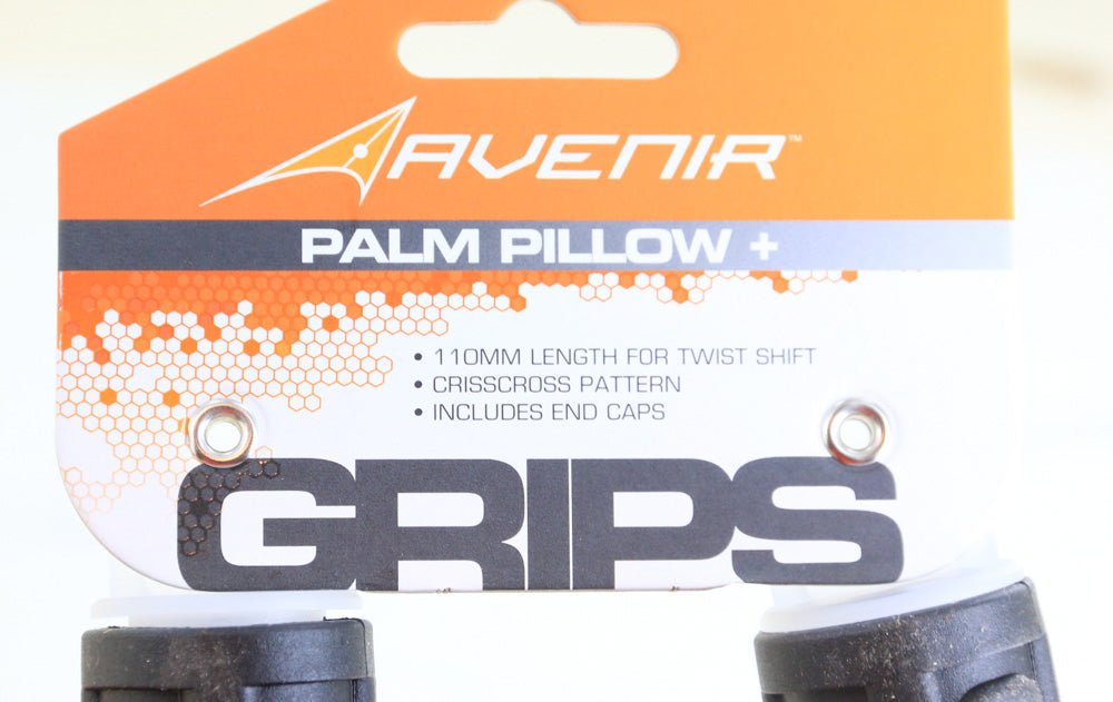 Avenir Palm Pillow + 110mm BMX Hybrid MTB Bike Handlebar Grips Black Gray NEW - Random Bike Parts