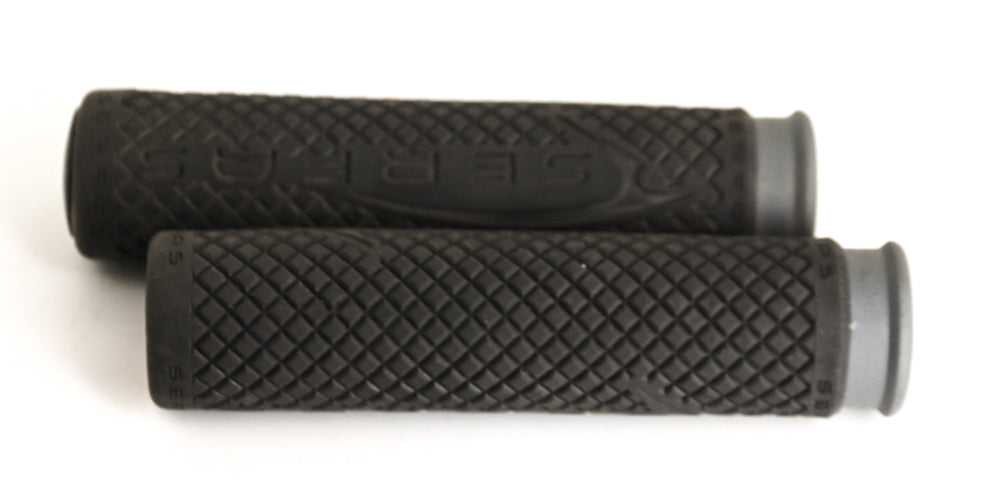 Serfas Black / Gray Flat Bar MTB BMX Hybrid Bike Grips 130mm NEW