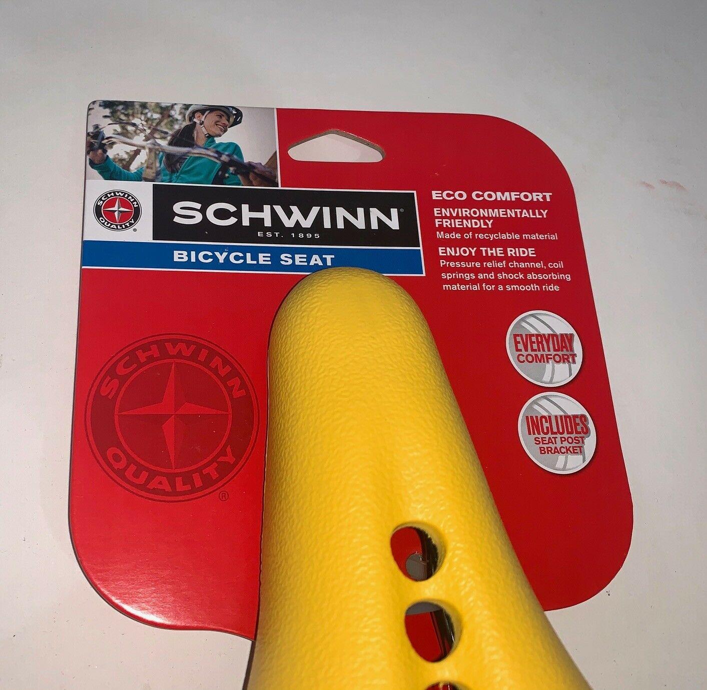 Schwinn Eco Comfort Spring Suspension Bike Seat Yellow Bike Saddle Seat NEW