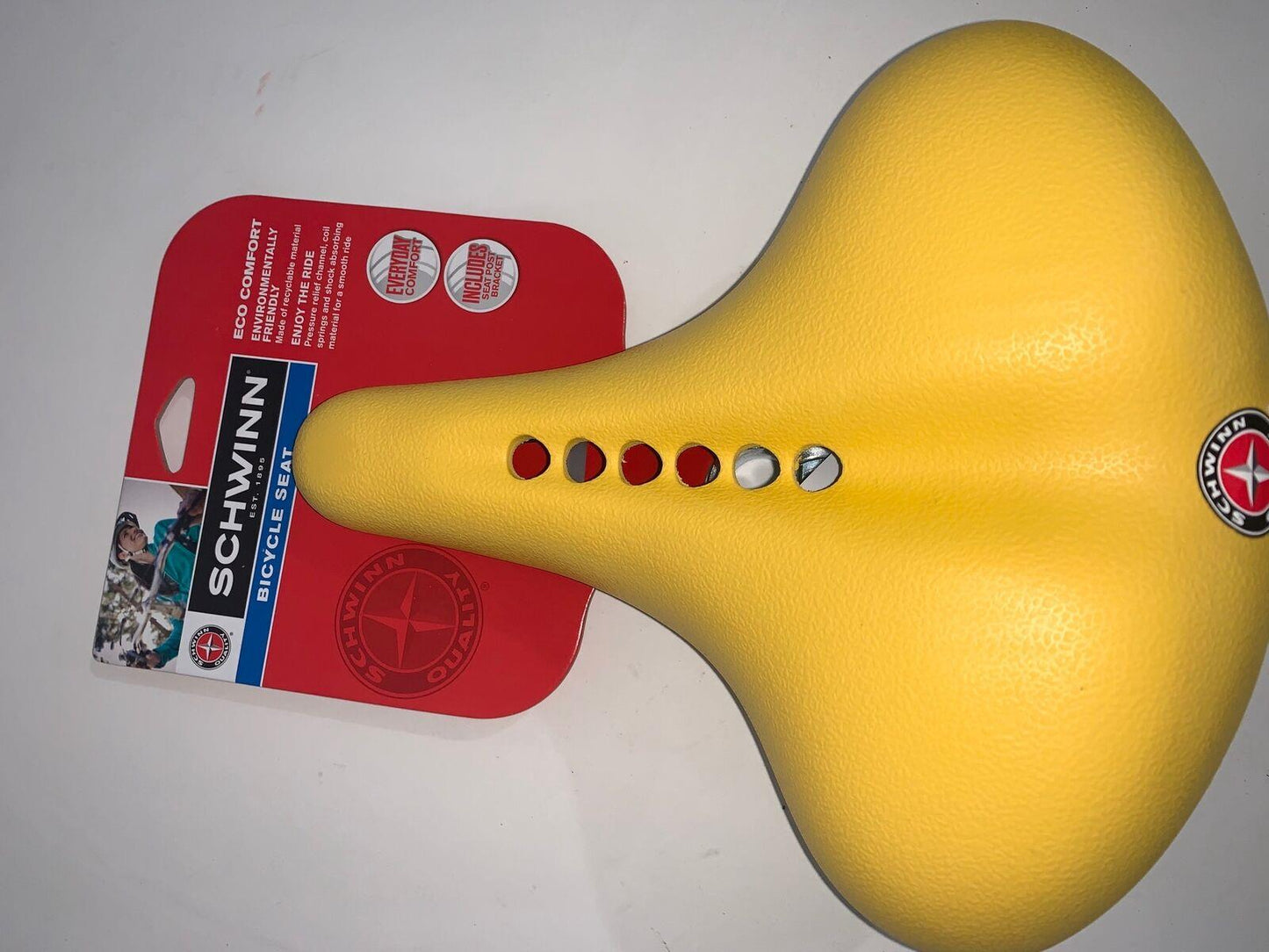 Schwinn Eco Comfort Spring Suspension Bike Seat Yellow Bike Saddle Seat NEW