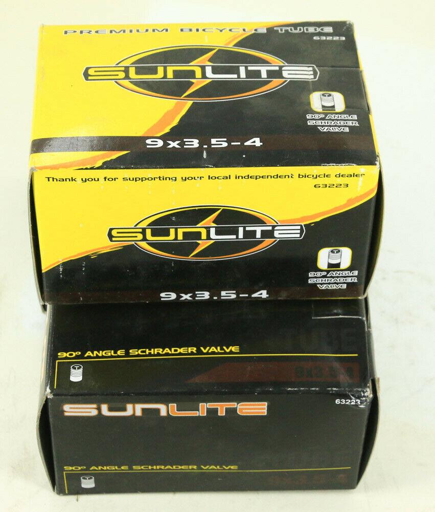 3 QTY Sunlite 9" x 3.5/4.0" Lawn Mower Bike Inner Tubes 90° Schrader Valve NEW - Random Bike Parts