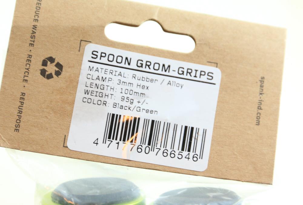 SPANK Spoon Grom Lock On Handlebar MTB Flat Bar Grips Green 100mm NEW
