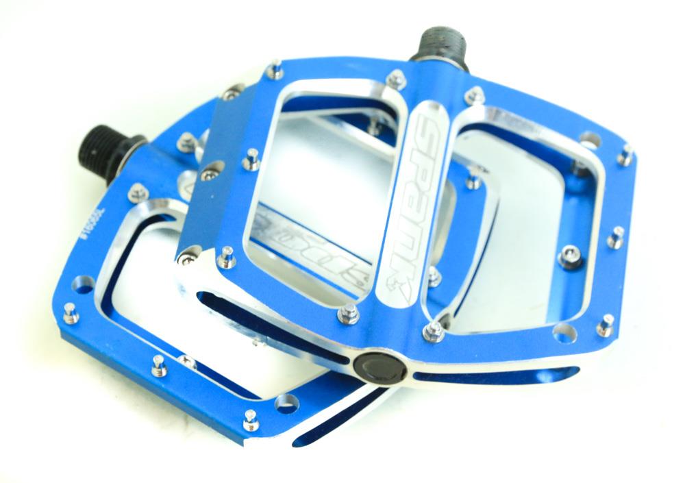 Spank Oozy MTB Flat 9/16 Platform Pedals Bike Blue Alloy Sealed Lightly Used