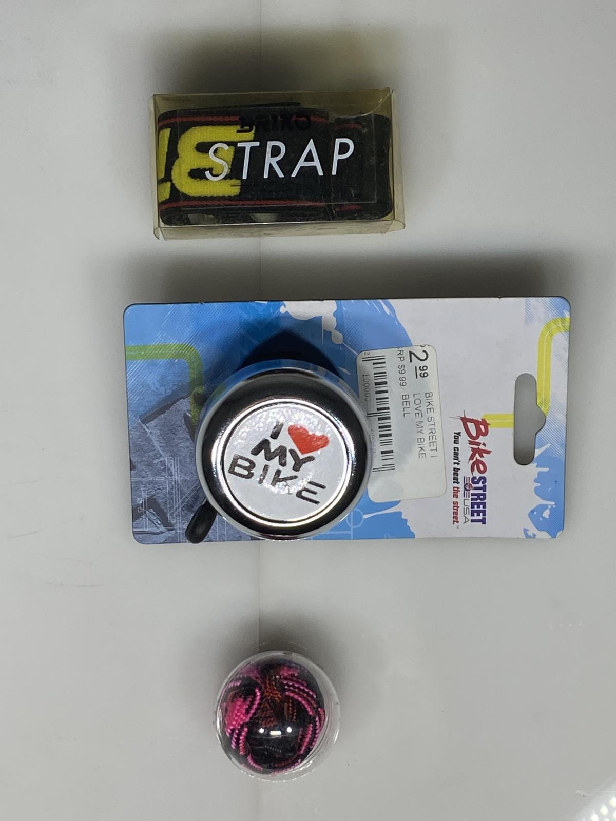 Lot of Bike parts Kit/ Pump, Kryptonite Evolution Mini Lock , Mirror Bell Straps