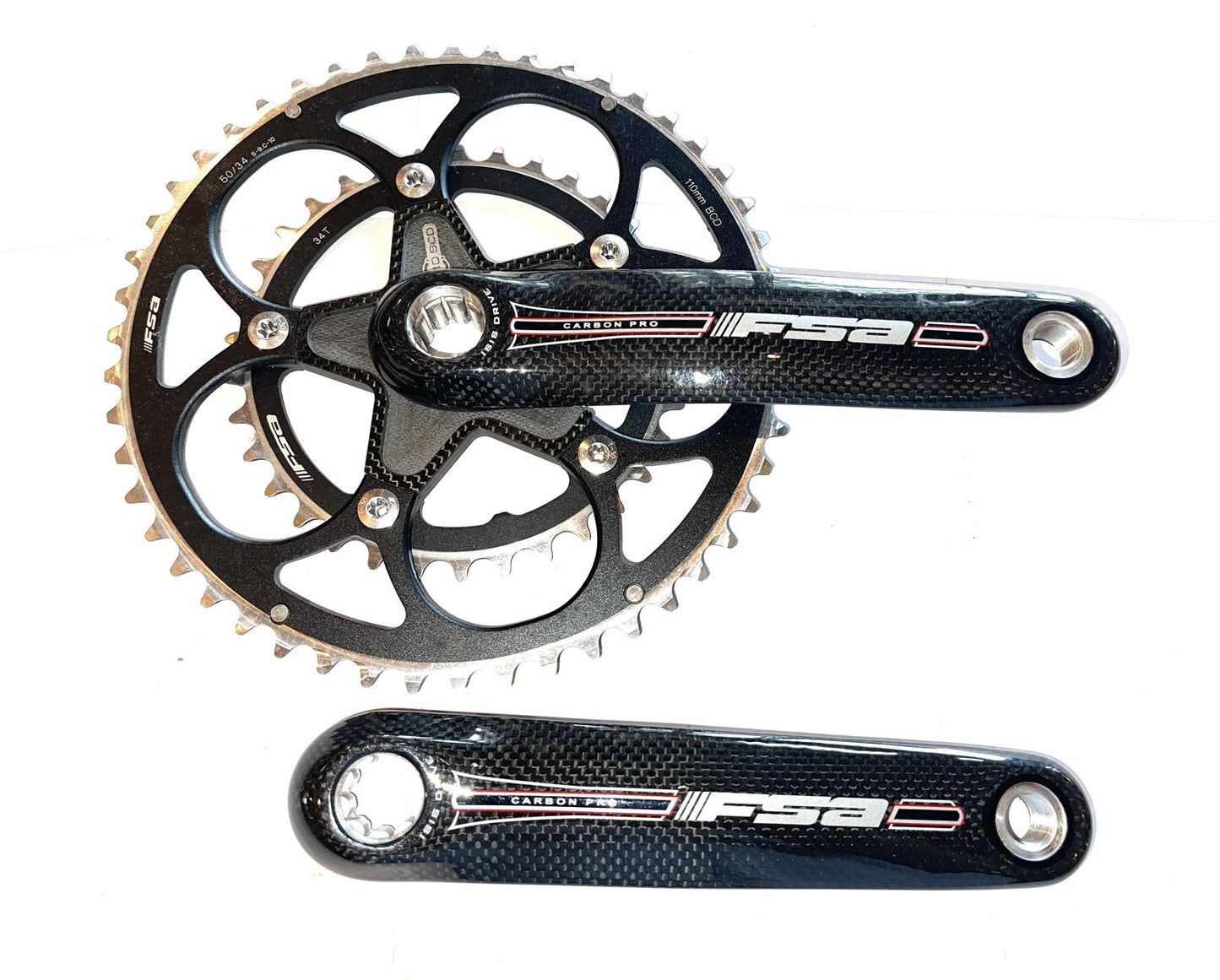 FSA Carbon Pro Elite Road Bike Crankset 50/34 172.5mm 9/10 S ISIS New Old Stock - Random Bike Parts