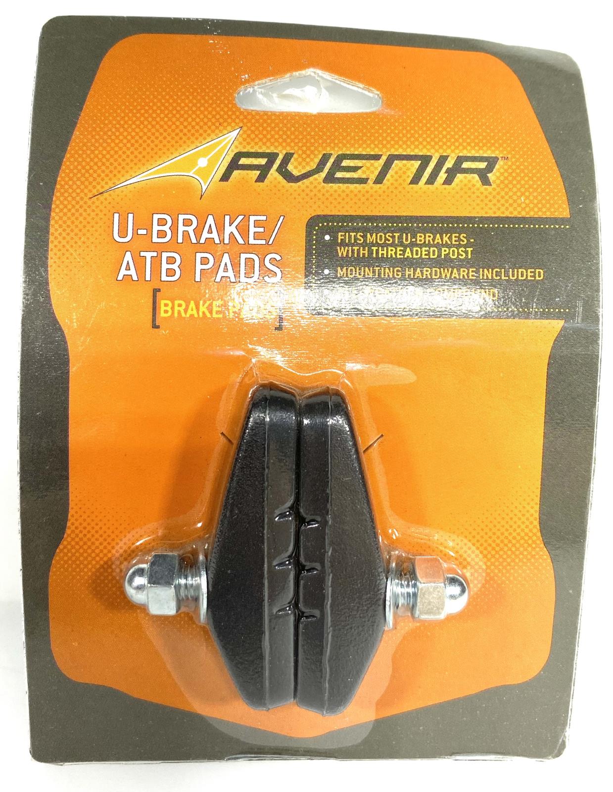 Avenir U-Brake ATB Bike Brake Shoes Set With Pads 1 Pair With Mounting Hardware - Random Bike Parts