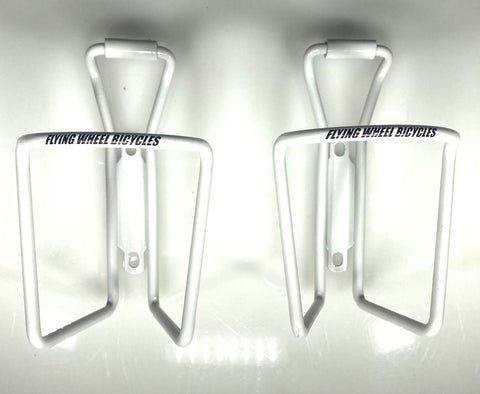 Lot Two of White Flying Wheel Bicycles Bike Water Bottle Cage New
