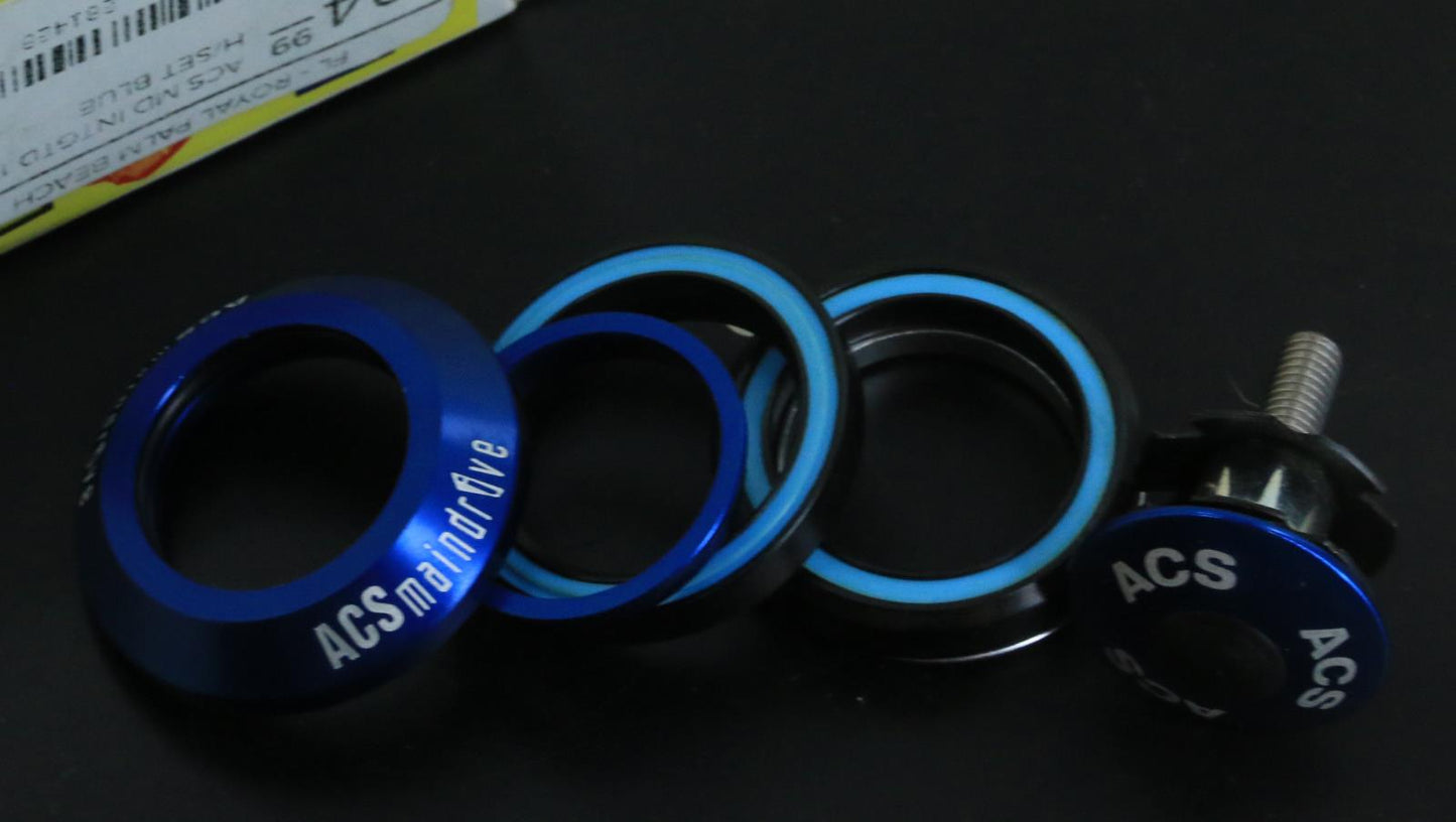 1" ACS Integrated Bike Headset 38mm Cartridge Bearing Blue NEW - Random Bike Parts