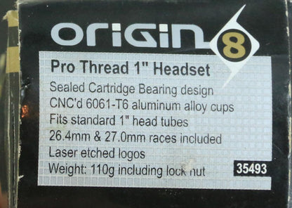 Origin8 1" Threaded External Cup Bike Headset Bearings Silver NEW