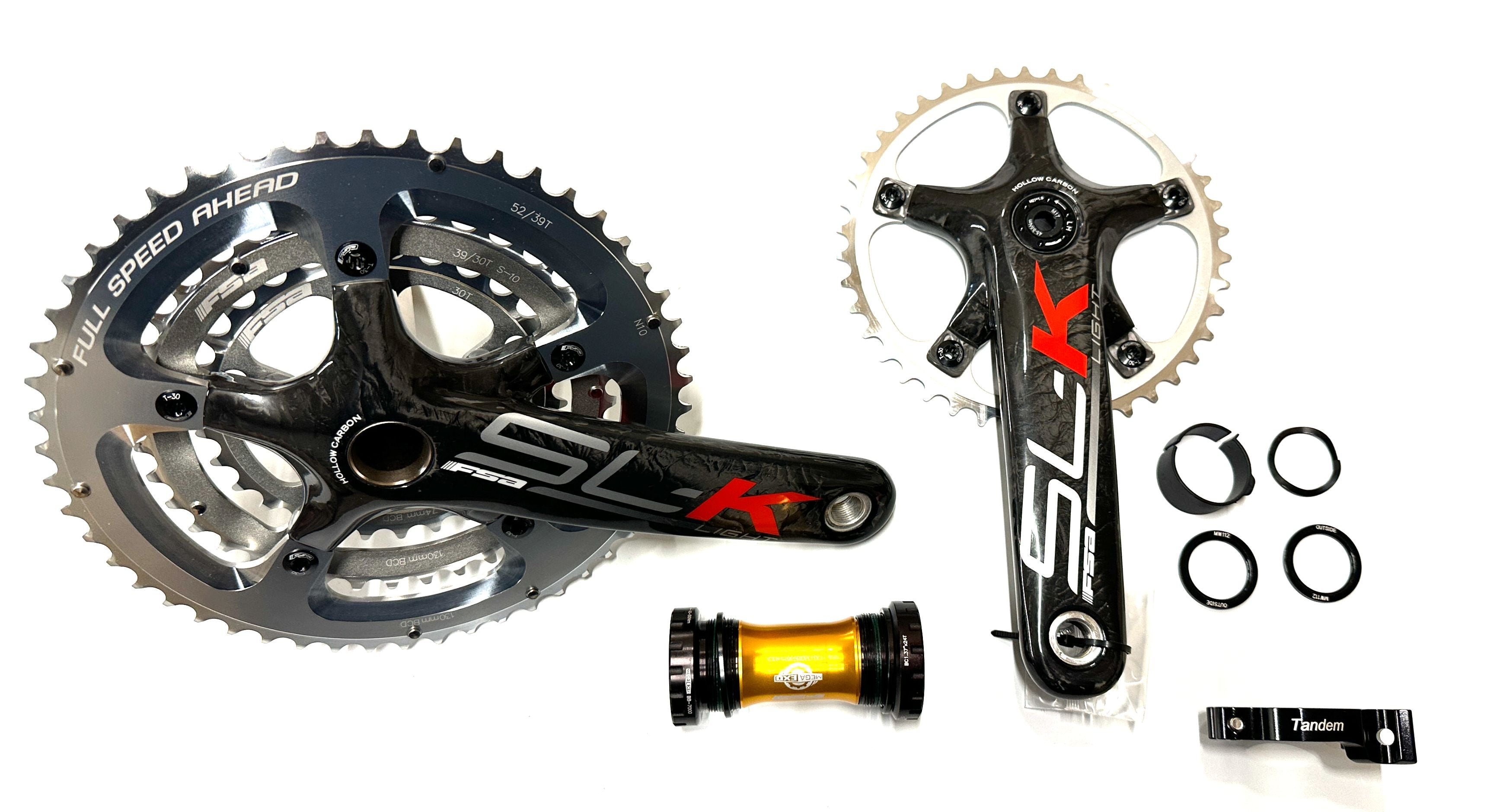 FSA SL-K LIGHT Tandem Rear Carbon Mega Road Bike Crankset 30/39/52 172.5mm New