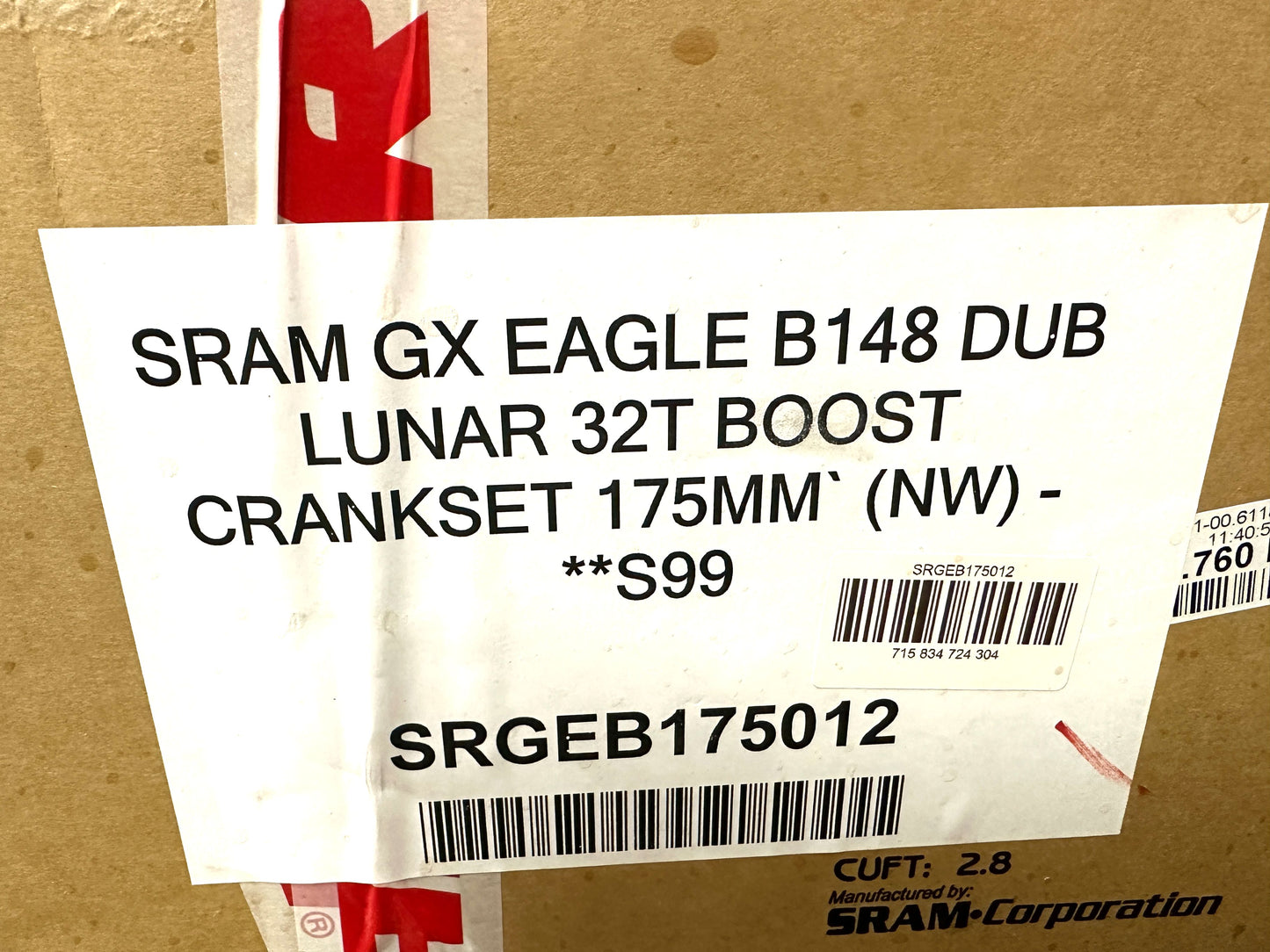 Sram GX Eagle B148 Dub Lunar 32t Boost Crankset 175mm 00.6118.592.012