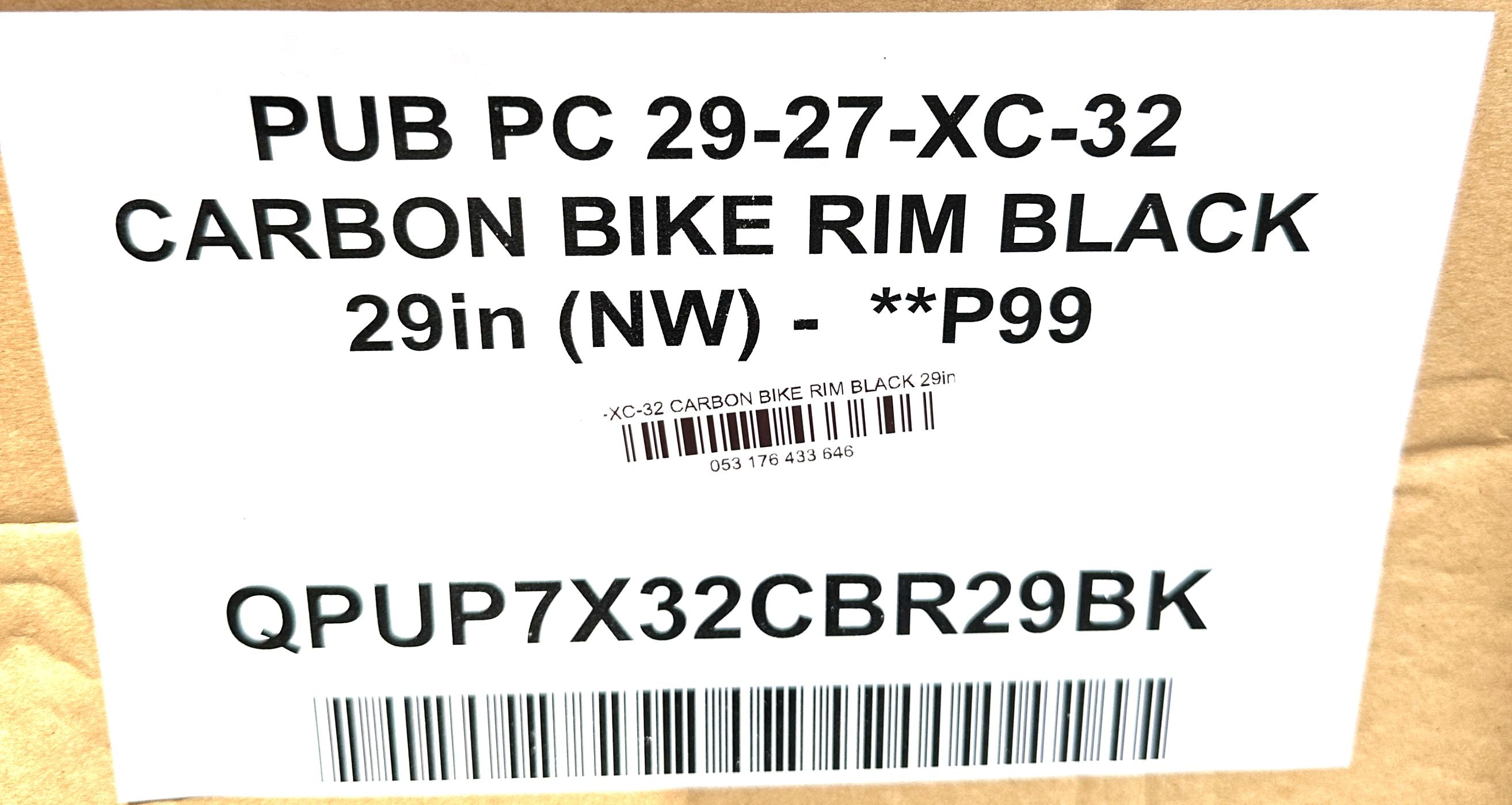 Lot of 2 PUB 29er 29" Carbon XC Clincher Bike MAX 65 PSI Wheel Rim 32 Spoke NEW