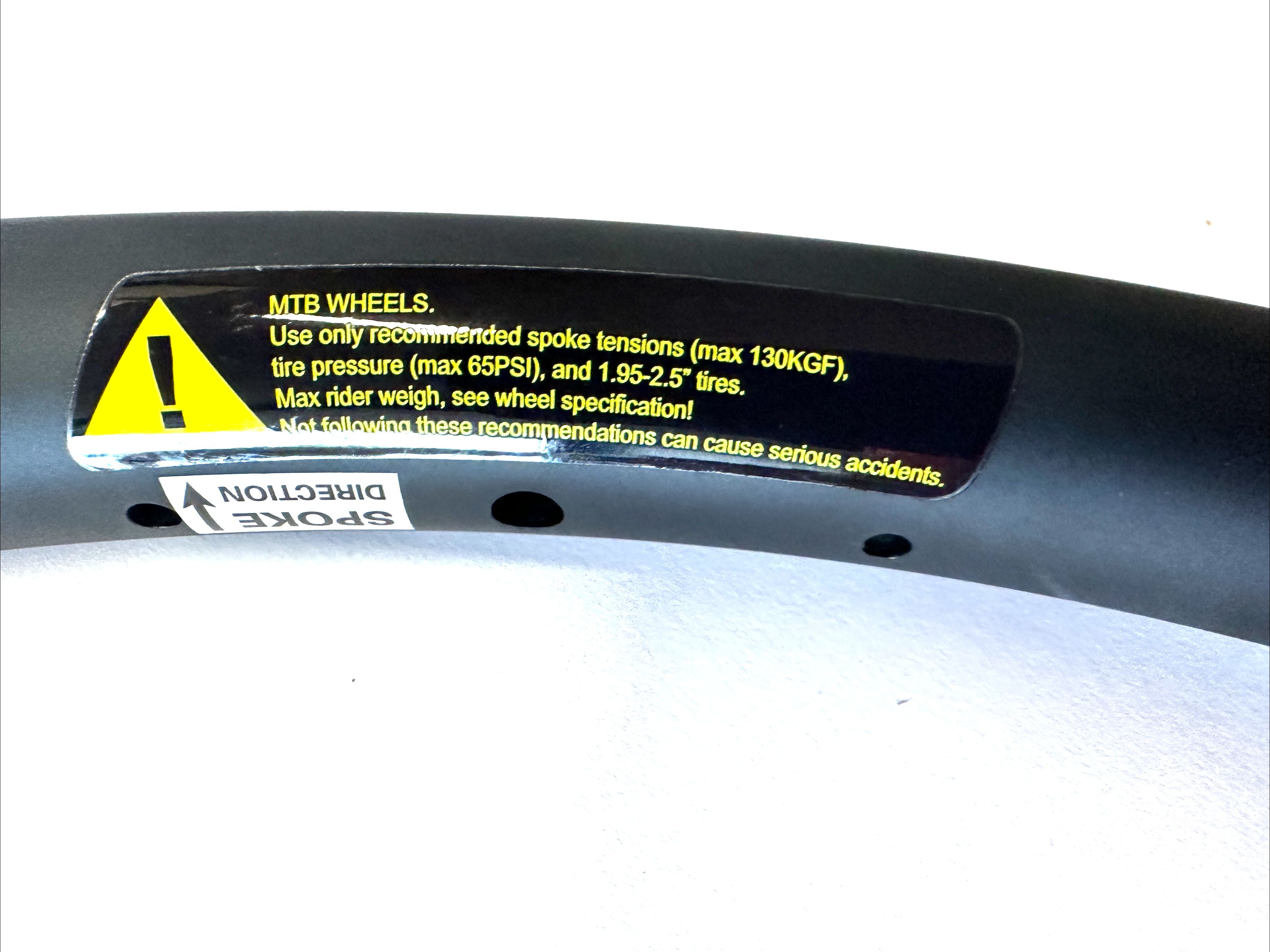 PUB 29er 29" Carbon XC Clincher Bike MAX 65 PSI Wheel Rim 28 Spoke NEW