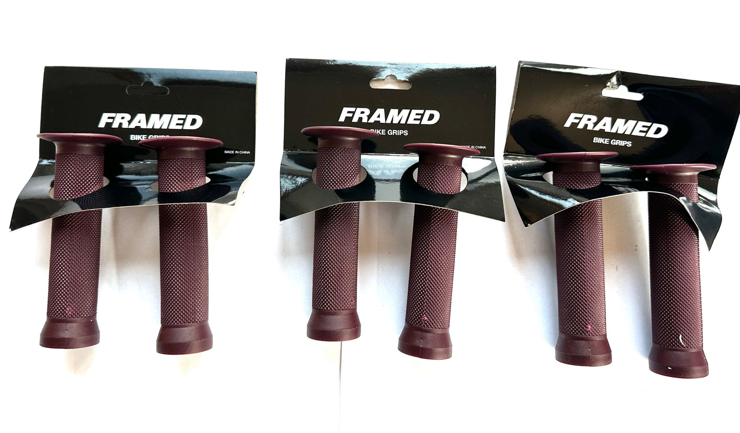 Lot of 3 Framed M-Wave BMX Rubber Bike 130mm Slide On Grips Dark Burgandy New