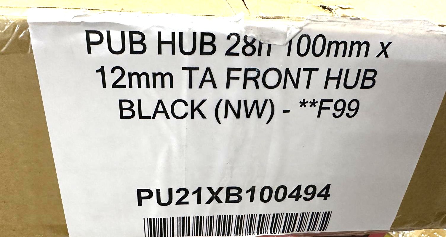 PUB 28h 100mm 12mm Thru Axle TA  6 Bolt Disc Front Bike Sealed Hub Black New