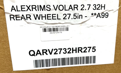 Alexrims Volar 2.7 27.5" BOOST 110x15 148*12 Rear HG 8-10 Disc 32h Wheelset New - Random Bike Parts