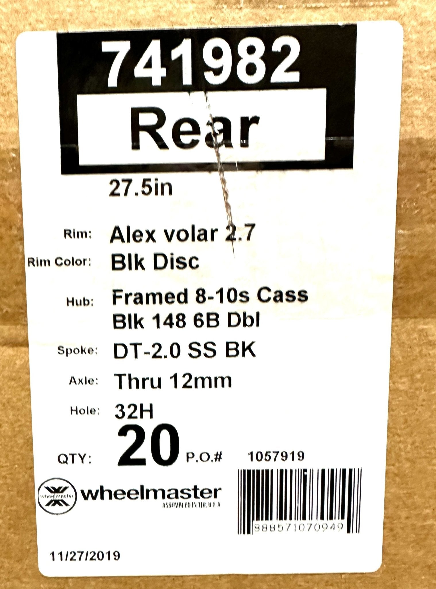 Alexrims Volar 2.7 27.5" BOOST 110x15 148*12 Rear HG 8-10 Disc 32h Wheelset New - Random Bike Parts